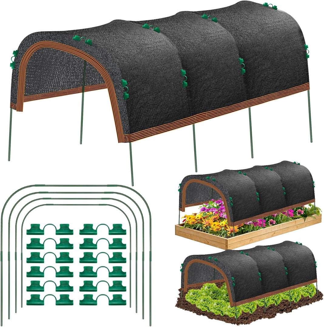 79"x40" Garden Shade Kit, 70% Garden Sun Shade Cloth with Hoops for Plants Heat Protection, Raised Garden Bed Shade Cover Plant Sun Shade for Outdoor Plants Vegetables