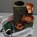 Tabletop Indoor Water Fountain  3-Tier Rock Waterfall Fountain with Warm LED Light and DIY Planting Pot  Relaxing Small Water Feature for Desk or Home Decor (23061)