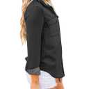 LookbookStore Women Fall Clothes for Women Button Down Shirts Casual Button Down Denim Shirt Top Pockets Blouse Blac, Size Large