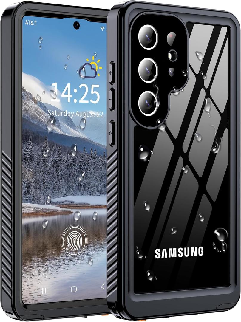 for Samsung Galaxy S25 Ultra Case, IP68 Waterproof with Built-in Screen&Lens Protector [14FT Military Shockproof] Full Body Heavy Duty Protective Phone Case for S25 Ultra 5G, Black