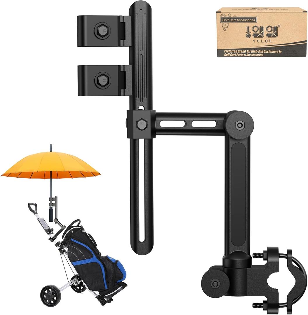 10L0L Heavy Duty Golf Push Cart Umbrella Holder - 180° Adjustable Aluminum Base for Golf Carts, Strollers, Wheelchairs & Bikes | Universal Mounting Design