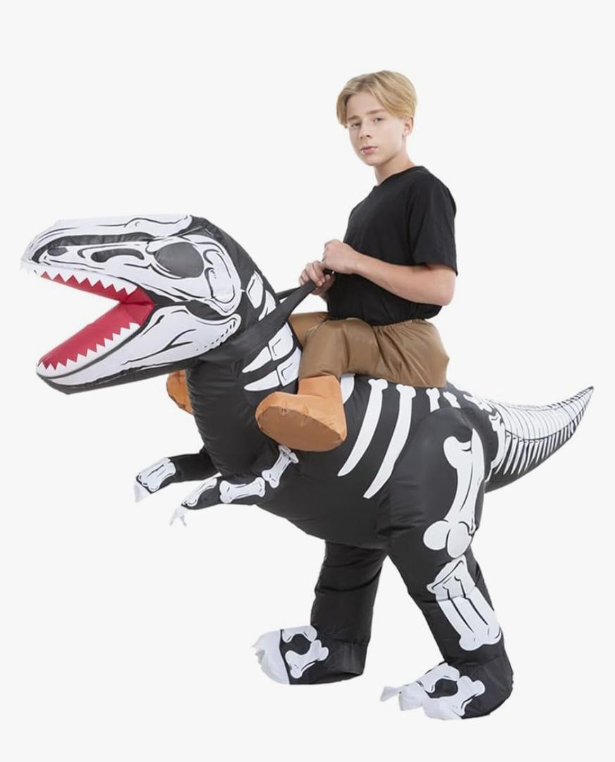 Inflatable Skeleton Dinosaur Costume Kids Boys Girls, Inflatable Blow Up Costume Riding Trex Dinosaur Costume Child, Inflatable Ride On Dinosaur Halloween Costume Children