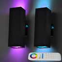 iYogaled Up and Down Lights Outdoor Wall Lights, RGB LED Dusk to Dawn Outdoor Lighting, IP56 Black Aluminum Anti Rust Waterproof Outdoor Light Fixtures Wall Mount for House Front Door Porch Patio