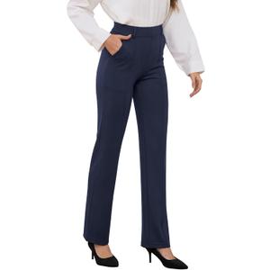 Womens Dress Pants 27"/29"/31" 2025 Fall Straight Leg Yoga Pants, Stretchy Slacks for Work Business with Pockets (Medium, Navy Blue)