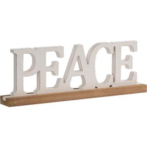 Rustic Peace Sign Decor for Tabletop 16 Inch, Handmade Distressed White Peace Sign Ornament, Wooden Signs for Home Decor Living Room, Farmhouse Kitchen Thanksgiving Christmas