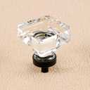 coolnews 4 Pack Crystal Glass Cabinet Knobs Dresser Knobs Drawer Knobs and Pulls for Kitchen Cupboard (Square 1-3/8 Inch, Black)