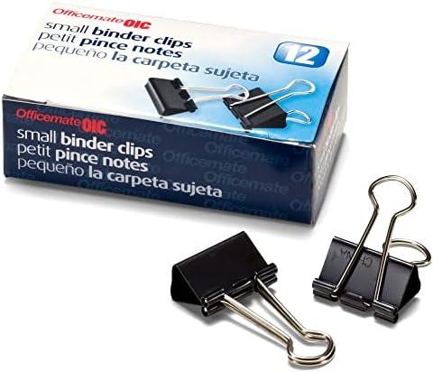 Officemate International Corp. 99020 Binder Clips,Small,3/4-Inch Wide,3/8-Inch Cap, 240/BX, Black/Silver, Set Of 20