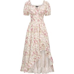 Scarlet Darkness Cottagecore Floral Dress Off Shoulder Dresses for Women Summer Casual Corset Sundress Pink Flower XL