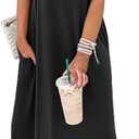 ANRABESS Womens Summer Maxi Dress Short Sleeve Casual Loose Long T Shirt Dresses Split Vacation Beach Sundress Travel Outfits Color black, Size L