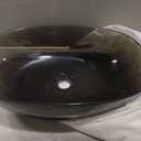 Cpingao 23"x 15" Oval Translucent Bathroom Vessel Sink Above Counter for Cabinet, Art Basin Boat Shaped Stone Resin Countertop for Lavatory with Pop Up Drain Black