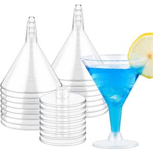 Zezzxu 24 Pack Plastic Martini Glasses - 7 oz Disposable Clear Plastic Cocktail Cups, Unbreakable & Reusable Shooter Glasses for Party Margarita, Champagne,