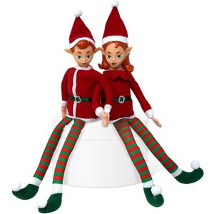 The Original Elf 12" Plush (Boy and Girl) Christmas Elf Doll Set  Poseable Shelf Sitter with Flaxible Dangling Legs  Perfect for Christmas Decorations, Toy Elf for Kids and Elf Tree Topper