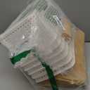 Small Plastic Storage Bins with Bamboo Lids 5.2qt Stackable Box Basket Pantry Decorative Containers Cute with Lable for Organizing Desktop Closet Office Cream White of 6 packs 10*7.2*4.1'