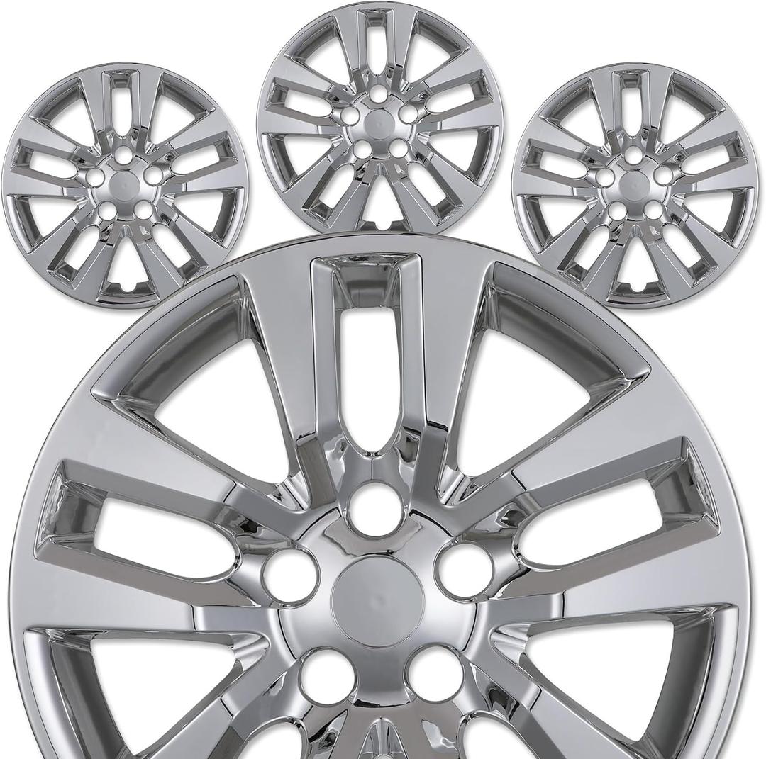 16 Hubcaps, Fit for 2013-2018 Nissan Altima Sedan, Set of 4 Chrome Finish Wheel Rim Covers, Durable PP Material, Easy Snap-On Installation, 16 Inch Chrome Finish 4-Pack