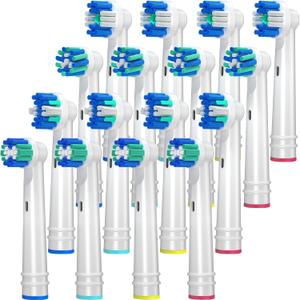 Replacement Brush Heads for Oral B, 16 Pcs Toothbrush Replacement Heads Compatible with Oral B Pro1000 Pro3000 Pro5000 Pro7000, Includes 4 Floss, 4 Cross, 4 Precision & 4 Whitening Brush Heads (Multi-colored)