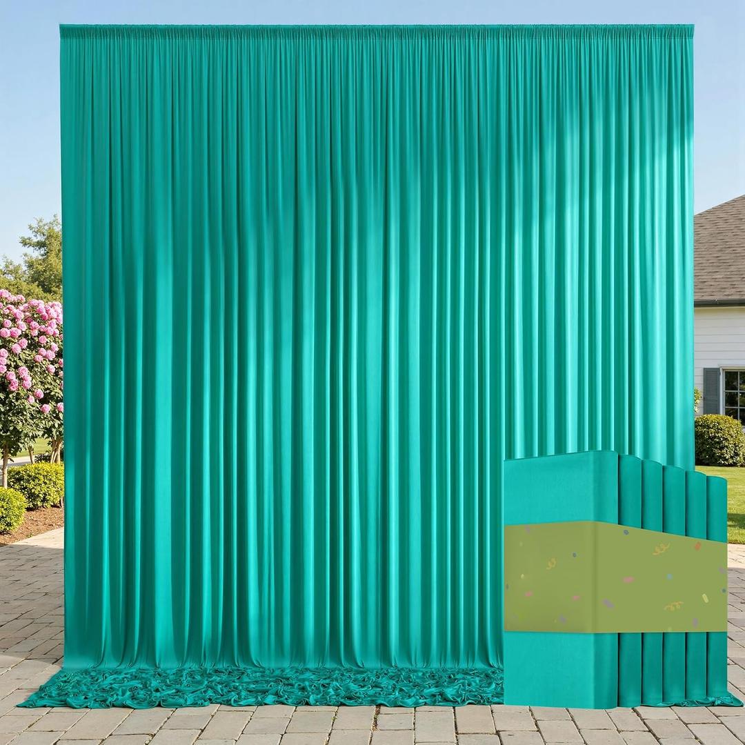 30 ft x 10 ft Wrinkle Free Turquoise Backdrop Curtains for Parties, Thick Polyester Teal Photo Backdrop Drape Panel for Wedding Mermaid Birthday Photography Background Party Backdrop Stand