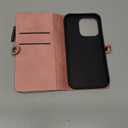 Defencase Compatible with iPhone 14 Pro Case Wallet with RFID Blocking Card Holder for Women Men, PU Leather Magnetic Snap Flip Zipper Strap Wallet Phone Case Fit for iPhone 14 Pro 6.1", Rose Pink