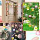 12Pcs Wooden Happy Easter Ornaments for Tree Cute Chick Rabbit Hanging Decorations Truck Easter Egg Spring Flower Hanging Ornaments Holiday Bunny Decorations for Indoor Courtyard Porch Decoration