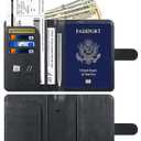Airtag Passport Holder Cover Wallet Travel Essentials Leather RFID Blocking Case Vacation Luggage Must Haves Travel Accessories for Men Women (117#Black)