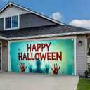 HOMETITUTE Large Halloween Garage Door Cover 13x6ft Scary Bloody Handprint Banner Creepy Shadow Poster for Outside Decorations Horror Theme Spooky Backdrop for Party Outdoor Home Yard Halloween Decor Home Party