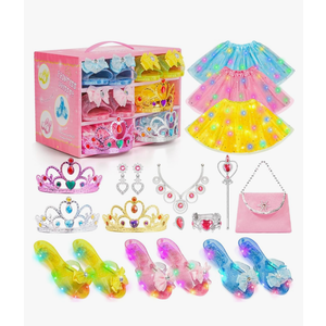Meland Princess Dress Up for Girls - Dress Up Clothes with Shoes & Skirts, Princess Toys for Toddler Girl 3,4,5,6 Years