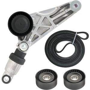 Drive Belt Kit with Belt Tensioner & Idler Pulleys Compatible with Jeep Wrangler JK 2012 2013 2014 2015 2016 2017 2018 3.6L, Accessories Parts Replaces 4627038AA-KIT