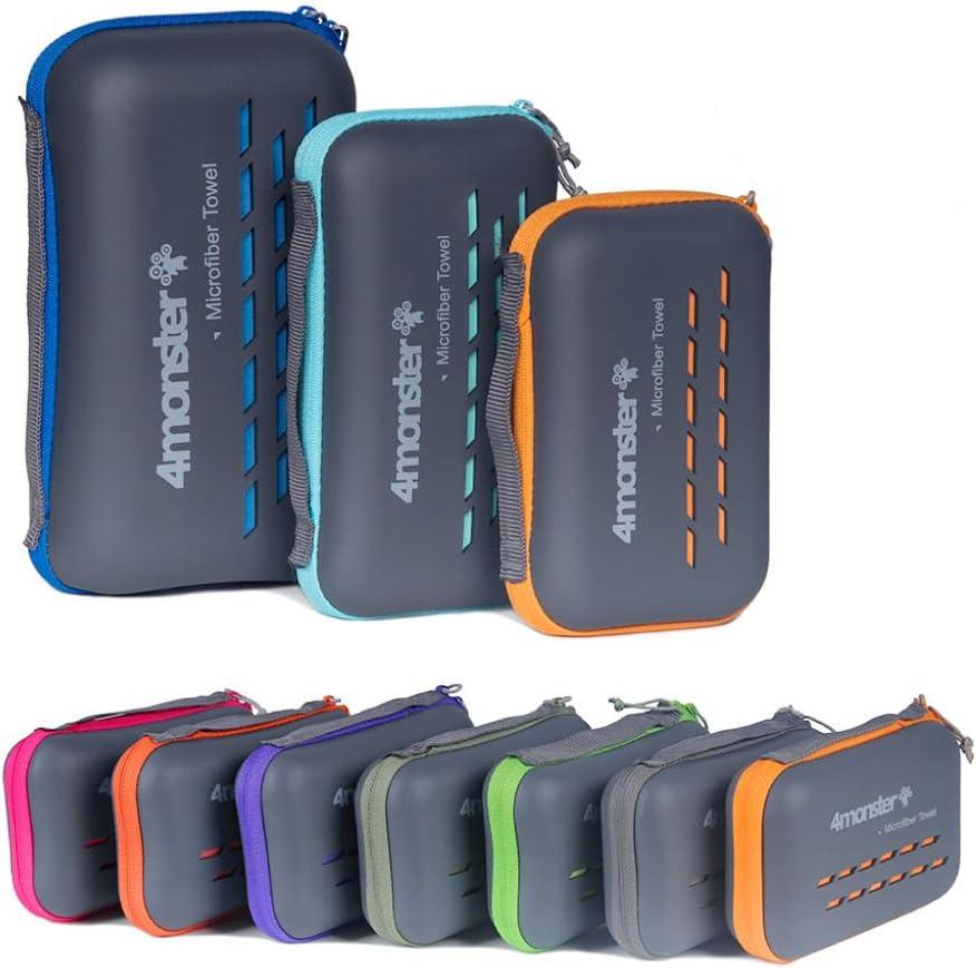 Pack of 1 Monster Camping Towels Super Absorbent, Fast Drying Microfiber Travel Towel, Quick Dry Ultra Soft Compact Gym Towel for Swimming Beach Hiking Yoga Travel Sports Backpack (40.00" x 20.00", Green) 