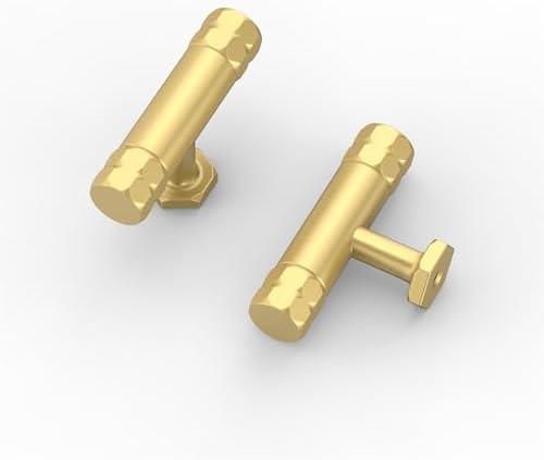 Asidrama 10 Pack Gold Kitchen Cabinet Knobs Dresser Knobs T Bar Drawer Knobs Cabinet Hardware Zinc Knobs for Dresser Drawers