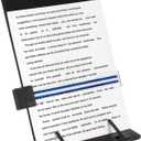 Desktop Document Holder Stand with 7 Adjustable Positions, Black Metal File Organizer Management Copyholder for Typing Speech Reading A4 Letter Music Book Tablet Office, with Paper Clip and Line Guide