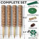 Premium Moss Pole for Plants 3-Pack - 48 Inch Sturdy Plant Support Stakes - 16.5" Extendable Poles for Monstera & Climbing Plants - 100% Natural Garden Sticks - Complete Kit w/Ties, Velcro & Rope