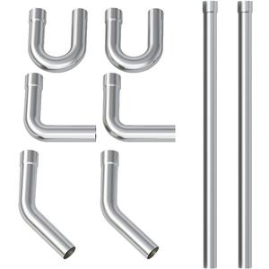 A-KARCK Stainless Steel Mandrel Bends 8 Pcs, 2.25 Inches 304 Stainless Steel Exhaust Pipe DIY Custom Exhaust Tubing Pipe Straight & U-Bend Kit, Universal Fit