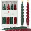 7.5 Inch Taper Candles Candle Sticks Handmade Set of 4 Smokeless Long Candles Unscented Tapered Candle for Wedding Home Decoration(Red Green)