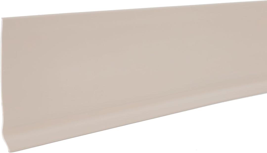 M-D Building Products 4-Inch x 120-Feet Dry Back Vinyl Wall Base, Flexible Dry Back Vinyl Trim with Toe - Easy Install Molding Trim for Floors, Baseboards, Bulk Roll, Beige (75473)