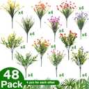 WILLBOND 48 Bundles Artificial Flowers Outdoor,UV Resistant Faux Plastic Plants Greenery Shrubs Flower Bulk for Hanging Planter Porch Window Home Wedding Spring Summer Decor (Fresh Color)