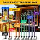 Bungee Cords Heavy Duty Outdoor: 20 Pcs Premium Rubber Bungee Cords with Hooks in a Storage Jar Includes 10", 18", 24", 30", 36", 48" Bungee Cord for Camping, Tent, Fastening Items