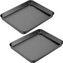2Pcs Toaster Oven Pans for Baking, 9x11 Stainless Steel Cookie Sheet Baking Sheets Small Replacement Trays for Toaster, Black