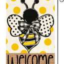 3 x AVOIN colorlife Spring Summer Polka Dot Bee Welcome Garden Flag 12x18 Inch | Double Sided, Weather & Fade Resistant, Yard Outdoor Decoration, for Outside, Seasonal