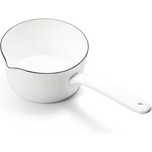 Peohud 37 Oz Enamel Milk Pan, Mini Butter Warmer Pan, Nonstick Saucepan with Pour Spout, Milk Melting Boiling Pot for Stove Top