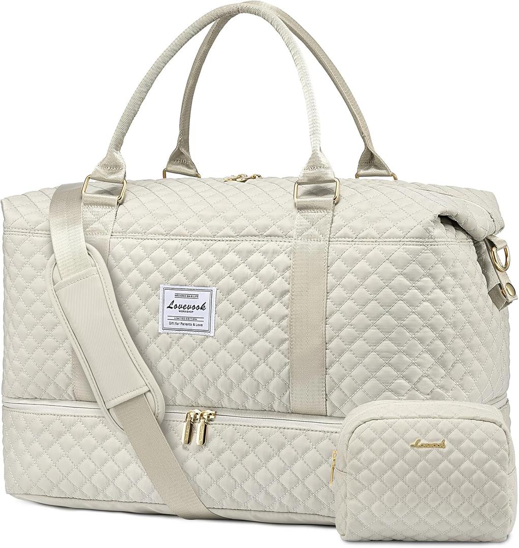LOVEVOOK Travel Duffle Bag,Weekender Bags for Women with Shoe CompartmentCarry on Overnight Bag with Toiletry Bag,Gym Duffel Bag with Wet Pocket, Hospital Bags for Labor and Delivery (Extra Large-2 Pcs)