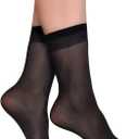 Pioni Women's 5 Pairs Nylon socks for Women Ankle High Sheer Socks Tights Hosiery Crew Stocking (Black)