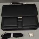 Jack&Chris Mens New PU Leather Attache Briefcase Traditional Messenger Lawyer Bag, MBYX015 (Black)