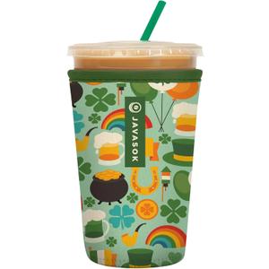 2 x Sok It JavaSok Iced Coffee & Cold Soda Insulated Neoprene Cup Sleeve (Irish Charm, Medium: 22-28oz)