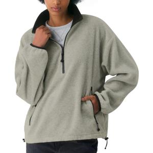 Yioaga Women Oversized Fleece Jacket Casual Half Zip Pullover Sherpa Sweatshirts Fall Winter Warm Outerwear with Pockets(Light-Grey, M)