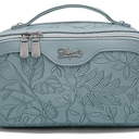 BOYATU Travel Makeup Bags Cosmetic Organizer Bag: Large Capacity Make up Bag - PU Leather Toiletry Bags for Women - Wide Open Portable Pouch with Divider & Handle (01-Light Blue)