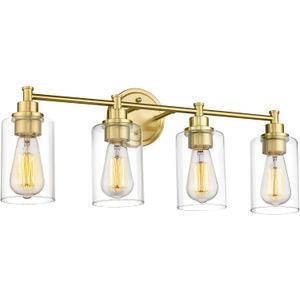 FEMILA Vanity Lights for Bathroom, Modern 4-Light Gold Bathroom Light Fixture, Wall Vanity Lamp with Champagne Gold Finish, 4FYC56B-4W BG (24.8")