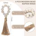 Woven Placemats Set of 8, 13.8" Natural Water Hyacinth Round Rattan Placemats with Wooden Beads Napkin Rings for Kitchen Dining Table Decor