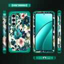 Hekodonk for Galaxy S25 FE Case,Three Layer Heavy Duty Shockproof Protection Hard Plastic+Soft Silicone Full Body Drop Protective Case for Samsung Galaxy S25 FE 6.7 inch,All Green Flower