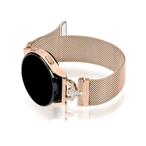 JOYOZY Magnetic Bands Compatible with Samsung Galaxy Watch 7/FE/5/6/4 40mm 44mm/Galaxy Watch 5 Pro 45mm/Galaxy Watch 4/6 Classic 42mm 46mm 43mm 47mm/Active2 Band,20mm D-shaped with Diamonds Mesh Strap