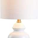 JONATHAN Y 20" White Textured Ceramic and Brass Gold Table Lamp, Glam Bedside Nightstand Lamp for Living Room Bedroom, White Linen Shade, LED Bulb Included JYL1035A