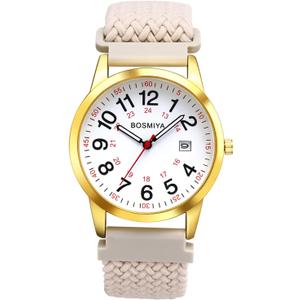 Lancardo Braided Elastic Strap Watch: 24-Hours Analog Quartz Adjustable Arabic Large Dial Casual Wristwatch for Men Women Easy-to-Read